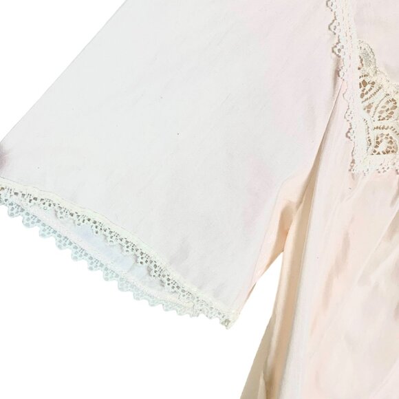Vintage Vanity Fair Lace Trim Bed Jacket Night Top Button Front Pink Size M - Picture 3 of 9